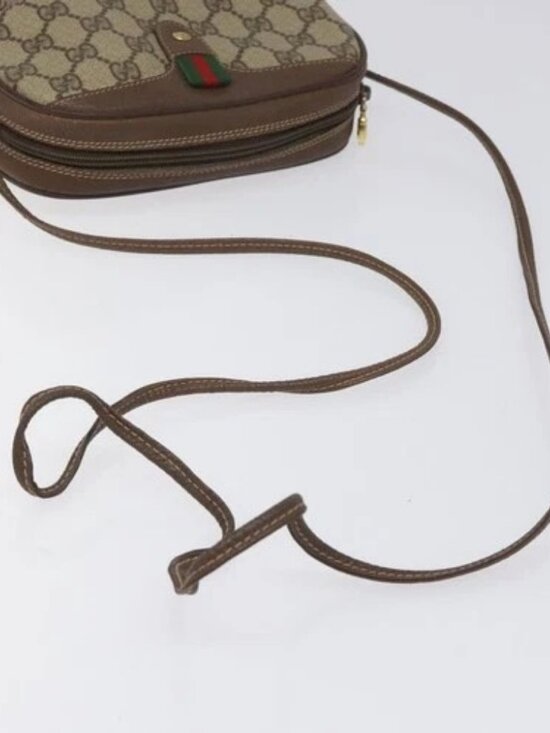 GUCCI GG Supreme Web Sherry Line Shoulder Bag PVC Beige 156 02 066 Auth BD958 - Picture 7 of 15